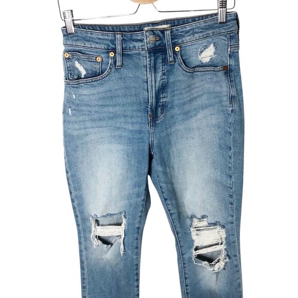 Madewell 26 Curvy Perfect Vintage Distressed Ripped Jeans High Waist Blue #NC352 - Picture 5 of 13